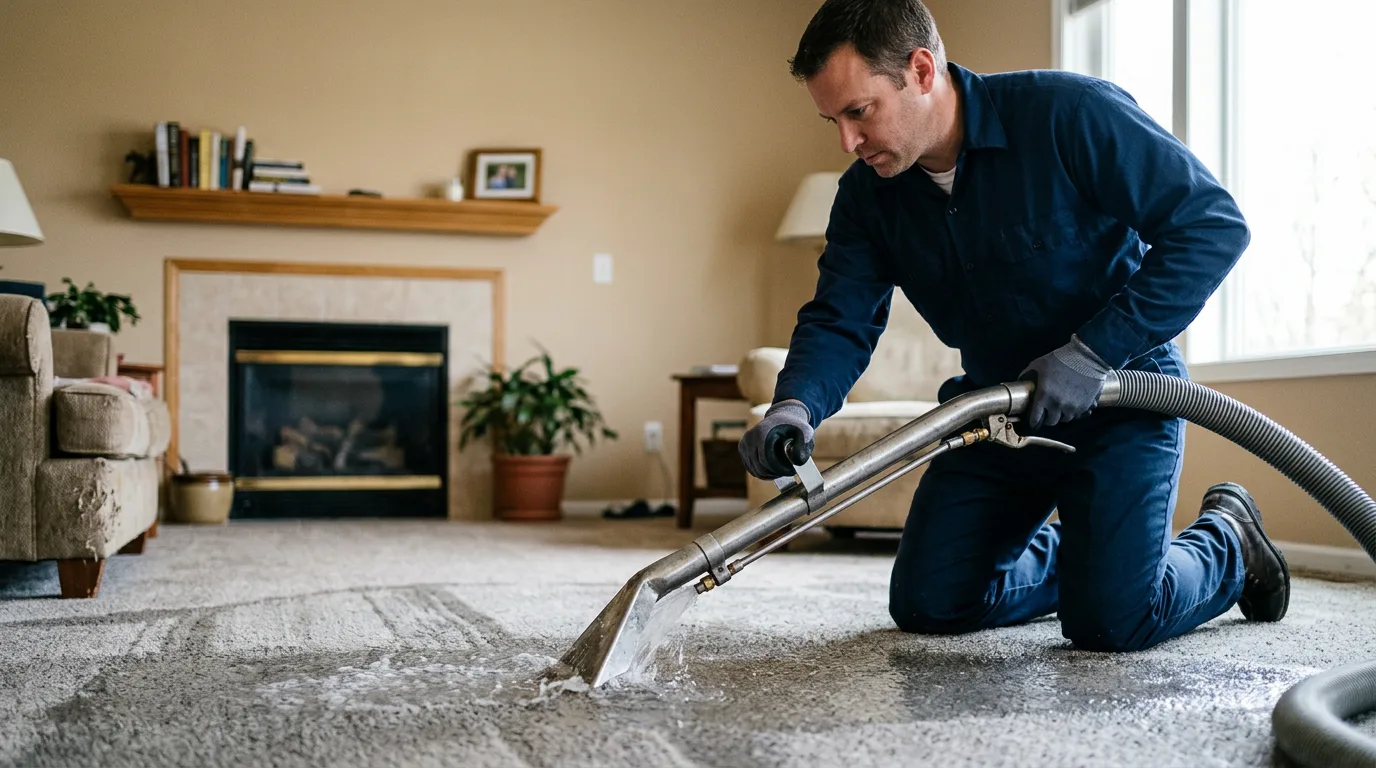 Water damage restoration technician working near Chester, PA